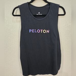 Peloton Womens Black Muscle Tank Top with Purple Logo Size XXL